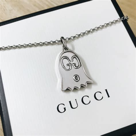 gucci ghost necklace dupe|Gucci ghost necklace on neck.